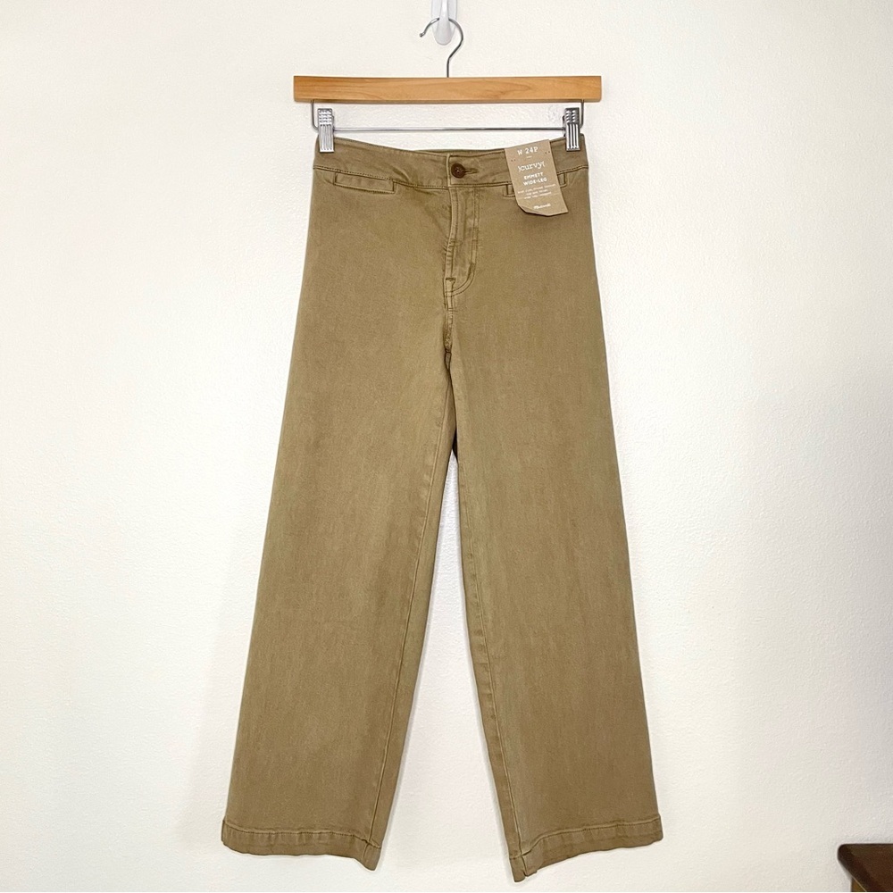 NWT Madewell Petite Curvy Emmett Wide Leg Crop Pant Garment Dyed Drill Khaki 24P - Picture 5 of 16